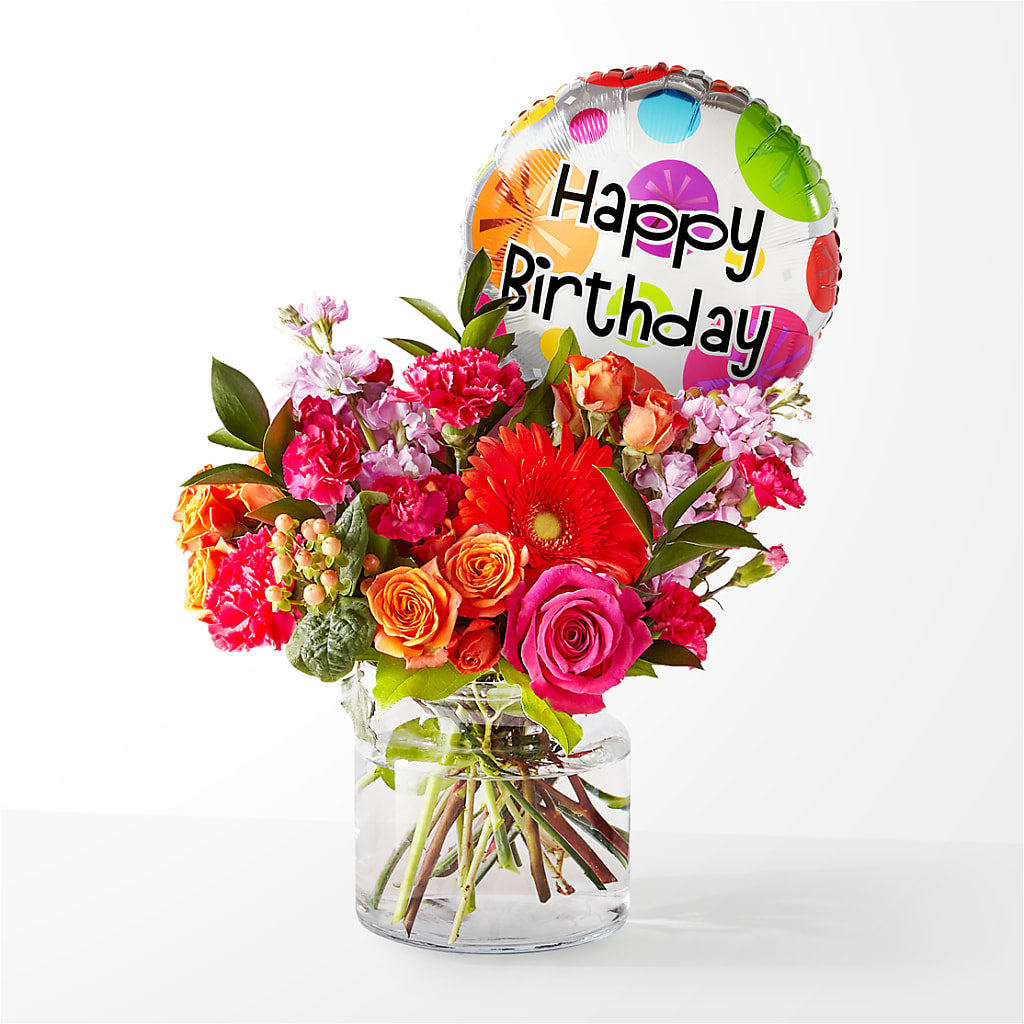 Fiesta Bouquet with Birthday Balloon – Maroa Miami Llc, Miami FL