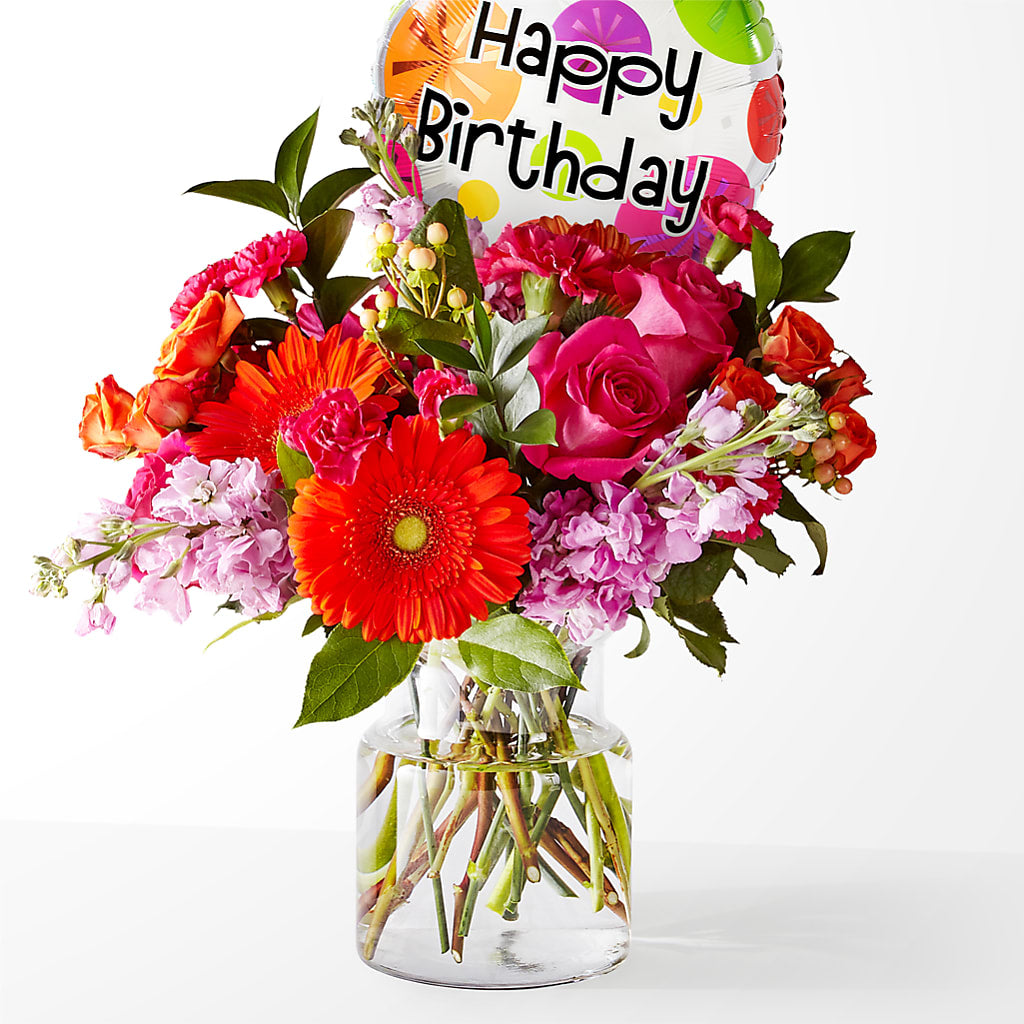 Fiesta Bouquet with Birthday Balloon – Maroa Miami Llc, Miami FL