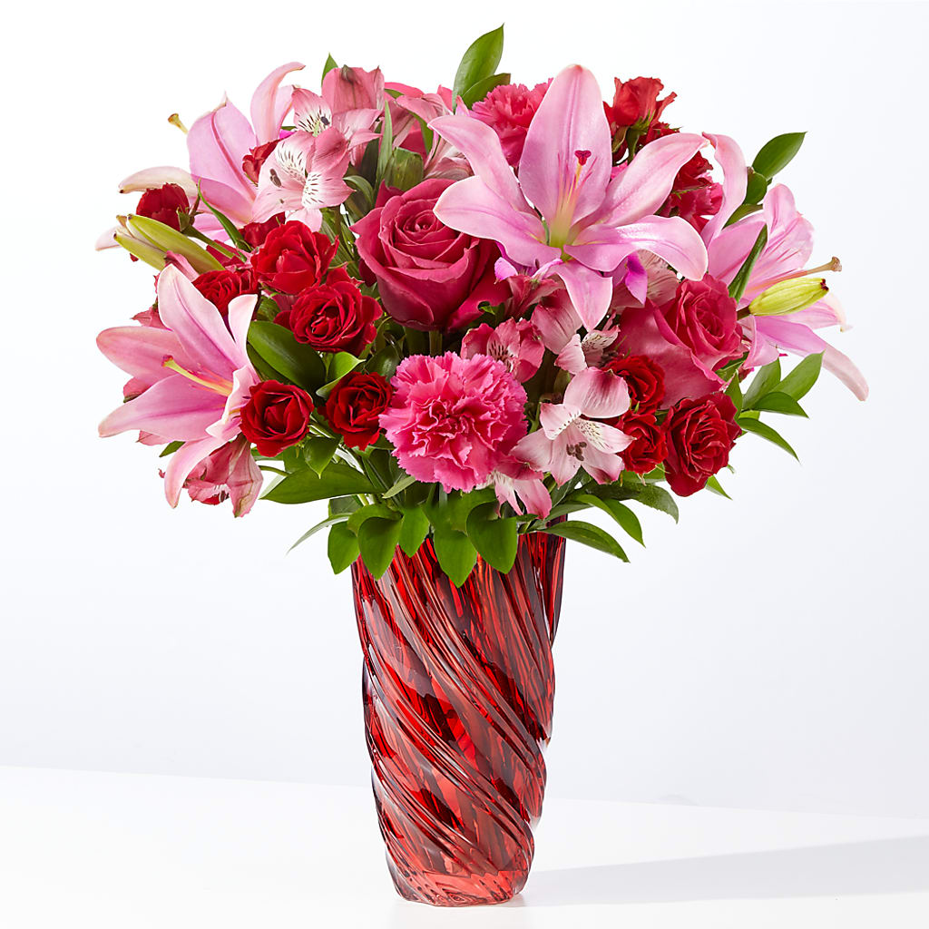 In Love Bouquet with Luxe Swirl Vase – Maroa Miami Llc, Miami FL