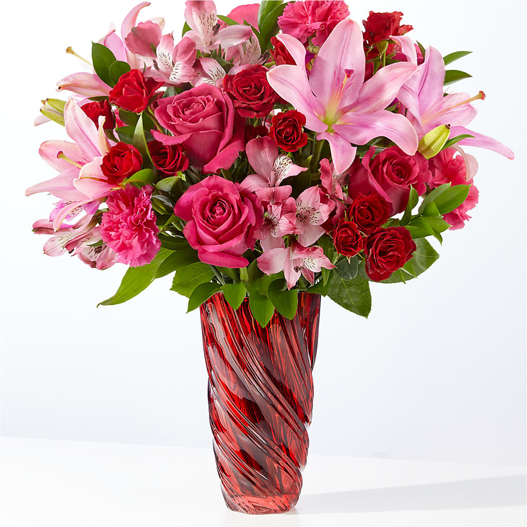 In Love Bouquet with Luxe Swirl Vase – Maroa Miami Llc, Miami FL
