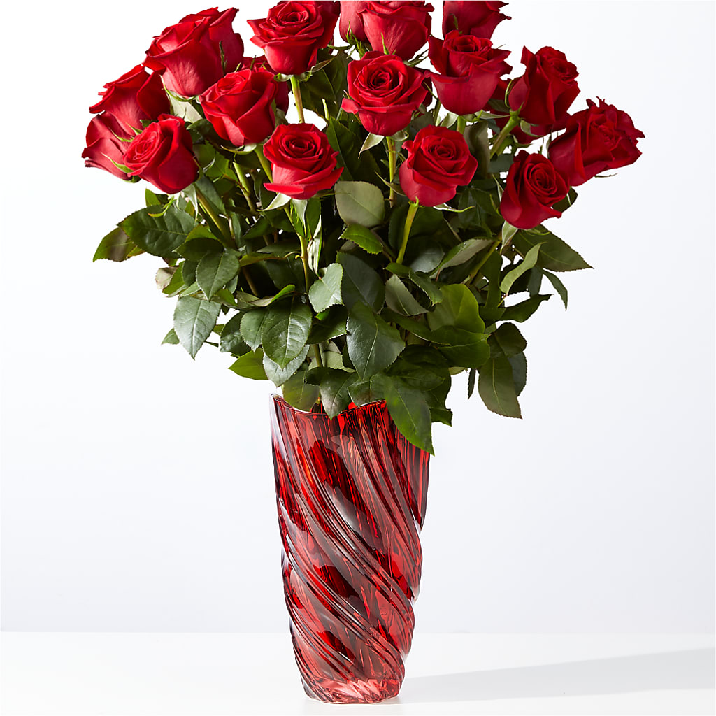Classic Love Red Rose Bouquet with Luxe Swirl Vase – Maroa Miami Llc, Miami FL