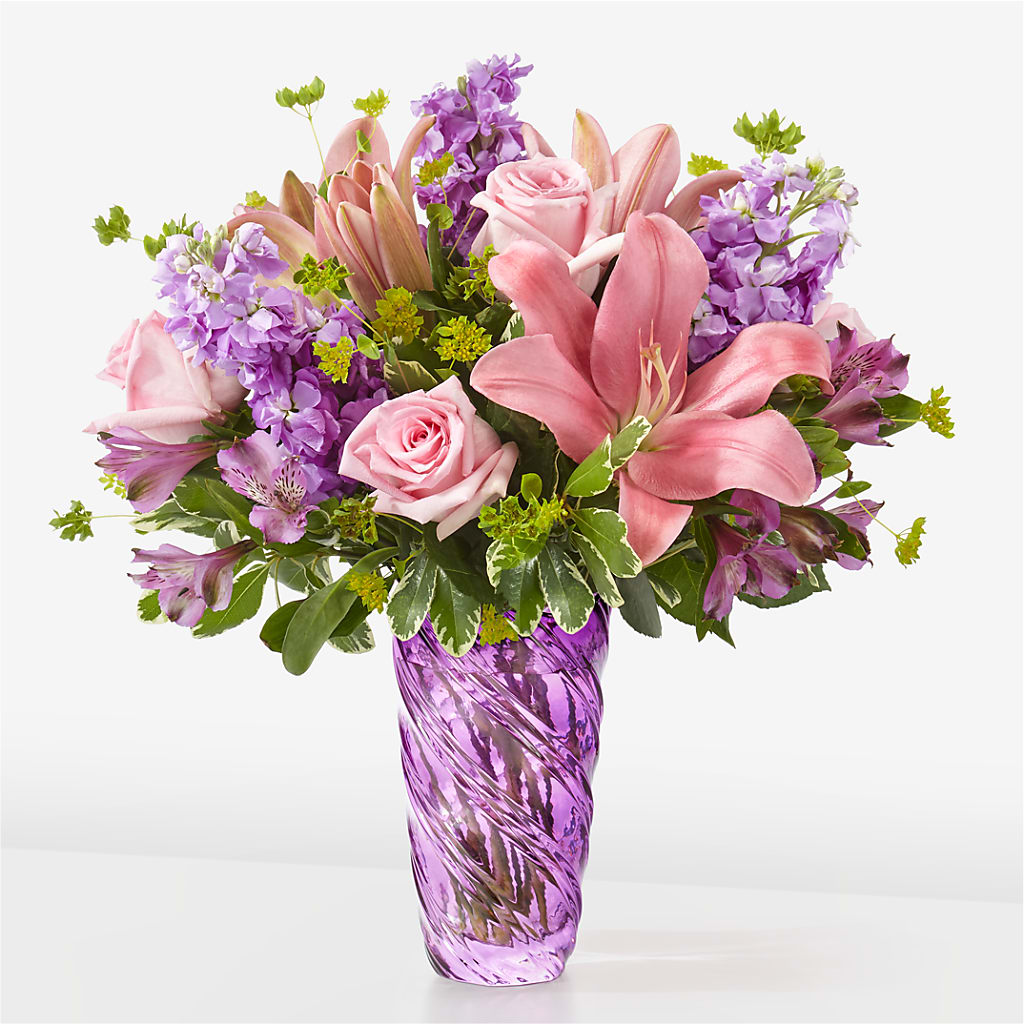 Precious Petals Bouquet with Luxe Swirl Vase – Maroa Miami Llc, Miami FL
