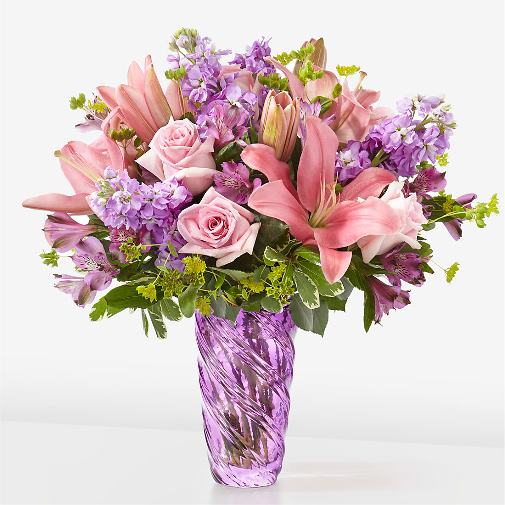 Precious Petals Bouquet with Luxe Swirl Vase – Maroa Miami Llc, Miami FL