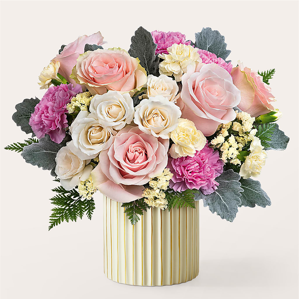 Blissful Moments Bouquet with Ivory Vase –  Maroa Miami Llc, Miami FL